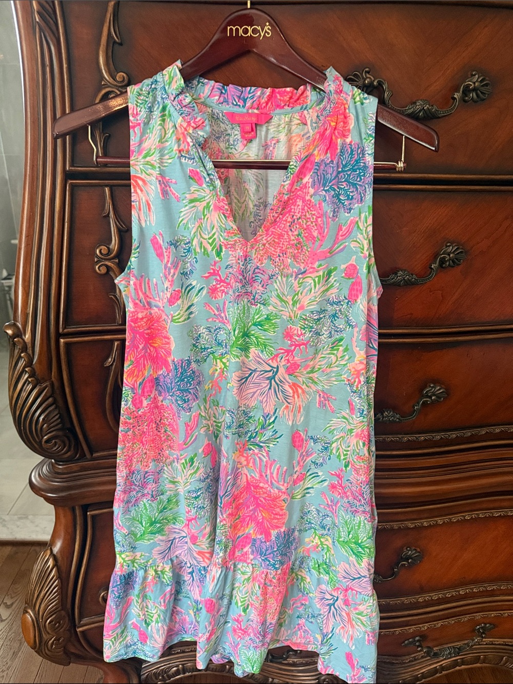 Lilly Pulitzer Floral Sleeveless Shift Dress - Blue & Pink Medium